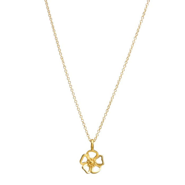 Maya Angelou ''No One Can Take the Place of a Friend'' Cutout Flower Necklace, Gold, 16''