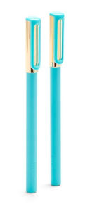 Title: Aqua + Gold Tip-Top Rollerball Pens With Blue Ink, Set of 2, Author: Lexy Mella