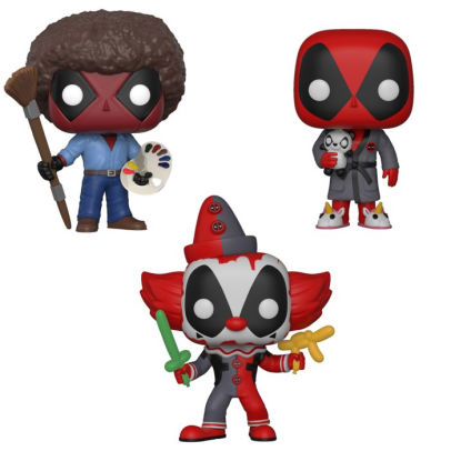 Funko Pop Marvel Deadpool Playtime Collectors Set Deadpool As Bob Ross Bedtime Deadpool Clown Deadpool