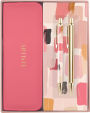 Painterly Pink Grid Pen and Mechanical Pencil Set in Pouch