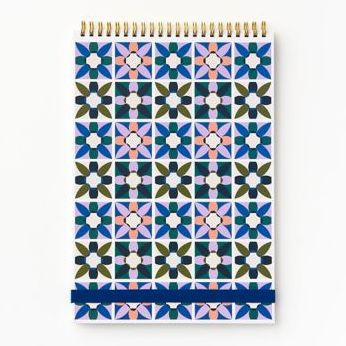 Floral Tile Paper Wrapped Flex Cover Spiral Sketchpad