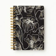 Title: 2024-2025 Paper Source Floral Linework 17-Month Faux Leather Spiral Weekly Planner