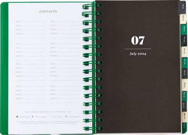 2024-2025 Paper Source Boxed Botanicals 12-Month Daily Faux Leather Spiral Planner. July 2024-June 2025