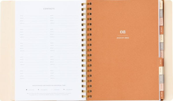 2024-2025 Paper Source Neutral Floral 17-Month Faux Leather Semi-Concealed Spiral Weekly Planner