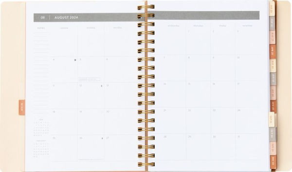 2024-2025 Paper Source Neutral Floral 17-Month Faux Leather Semi-Concealed Spiral Weekly Planner