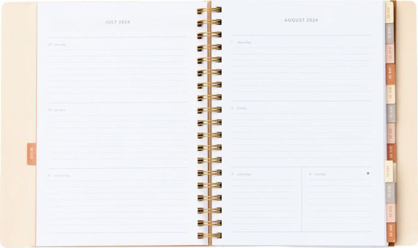 2024-2025 Paper Source Neutral Floral 17-Month Faux Leather Semi-Concealed Spiral Weekly Planner