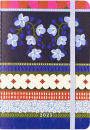 2024-2025 Paper Source Blue Floral Patchwork 17-Month Mini Faux Leather Saddlestich Monthly Planner