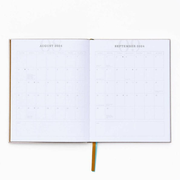 2024-2025 Paper Source Embroidery Arboretum 17-Month Bookcloth Wrapped Flex Cover Weekly Planner