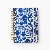 Title: 2024-2025 Paper Source Blue Striped Floral 17-Month Paper Wrapped Hardcover Spiral Petite Monthly Planner