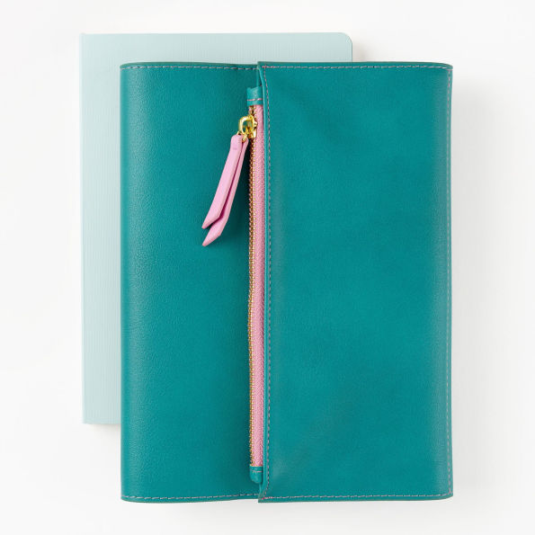 Paper Source A5 Journal Cover Clutch - Green/Pink