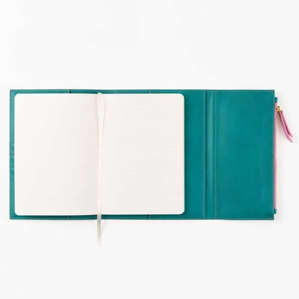 Paper Source A5 Journal Cover Clutch - Green/Pink