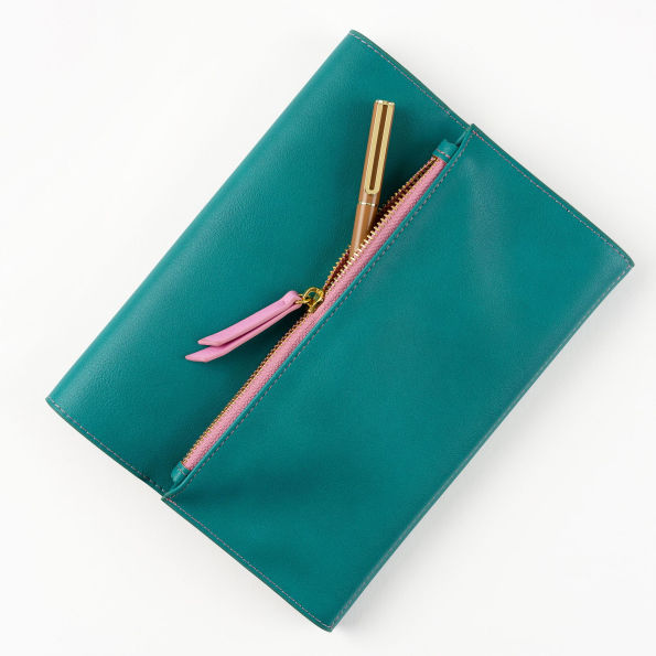 Paper Source A5 Journal Cover Clutch - Green/Pink