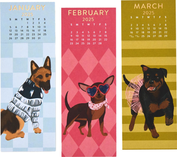 2025 Paper Source Good Boys 12 Month Bookmark Calendar