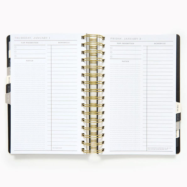 2025-2026 Paper Source B+W Minimalist Daily Planner