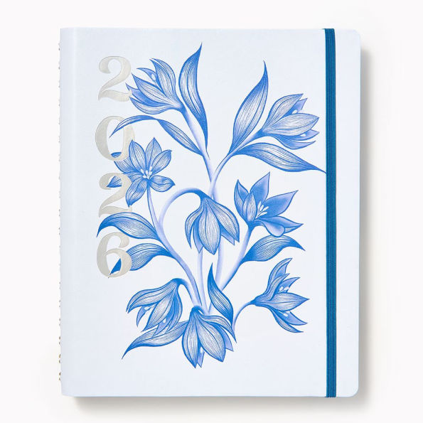 2025-2026 Paper Source Blue Lilies Weekly Desk Planner