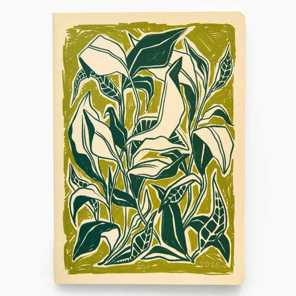 2025-2026 Paper Source Romantic Greenery Monthly Desk Planner