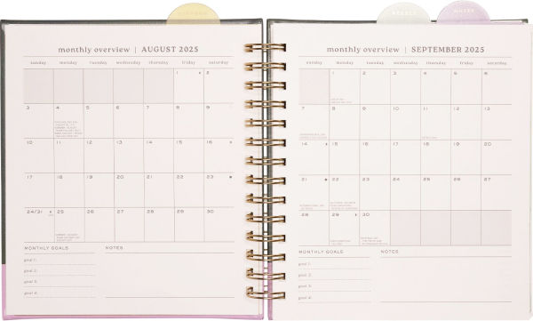 2025-2026 Green Color Block Weekly Desk Planner