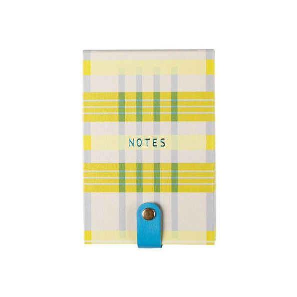 Neon Plaid Faux Leather Notepad w Snap Closure - Exclusive