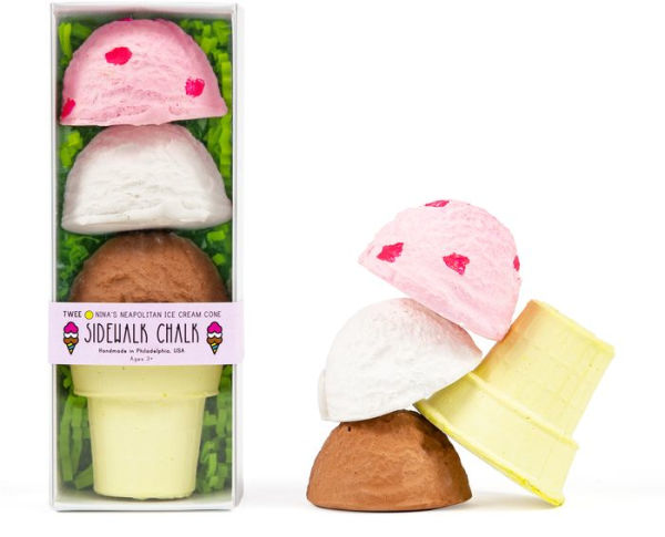 TWEE Nina's Neapolitian Ice Cream Cone Handmade Sidewalk Chalk Set