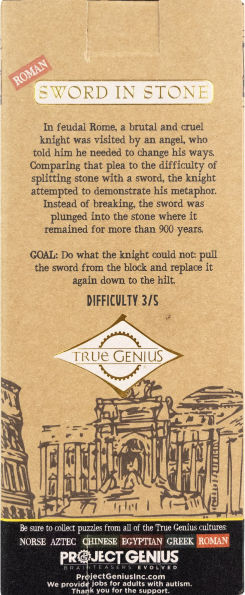 True Genius Sword & Stone Wooden Brainteaser Puzzle