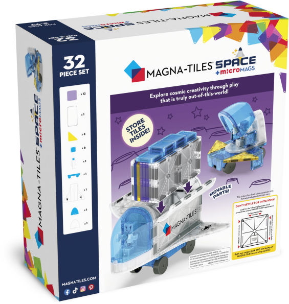 MAGNA-TILES Space 32-Piece Magnetic Construction Set, The ORIGINAL Magnetic Building Brand