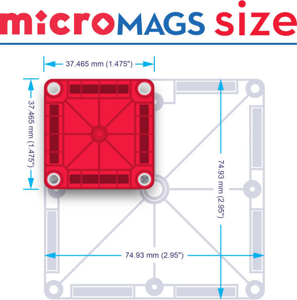 MAGNA-TILES microMAGS Travel 26-Piece Magnetic Construction Set - Bold Colors, The ORIGINAL Magnetic Building Brand