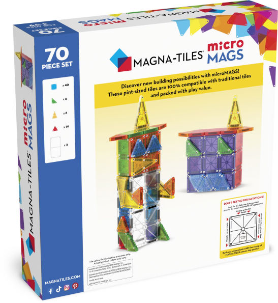 MAGNA-TILES microMAGS 70-Piece Deluxe Magnetic Construction Set, The ORIGINAL Magnetic Building Brand