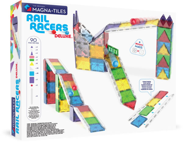 MAGNA-TILES® Rail Racers Deluxe 90-Piece Magnetic Construction Set, The Original Magnetic Building Brand
