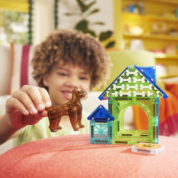 MAGNA-TILES® Dog House 13-Piece Magnetic Construction Set, The Original Magnetic Building Brand