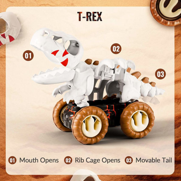Skeleton Dino Dasher Pull Back Truck - Trex