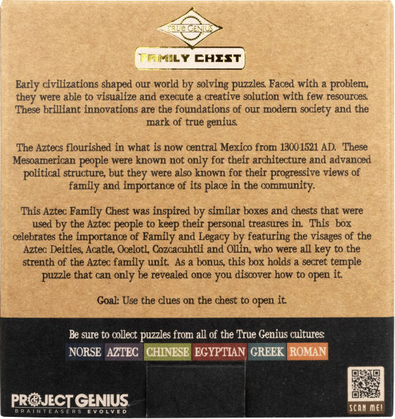 True Genius Aztec Family Chest Wooden Brainteaser Puzzle