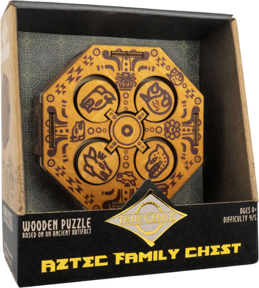 True Genius Aztec Family Chest Wooden Brainteaser Puzzle