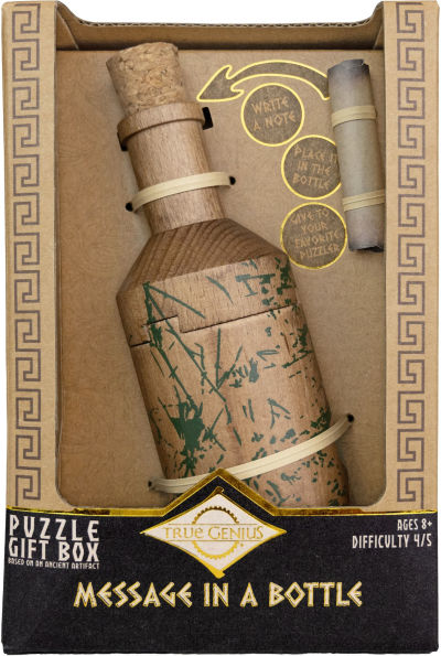 True Genius Message in a Bottle Wooden Brainteaser Puzzle