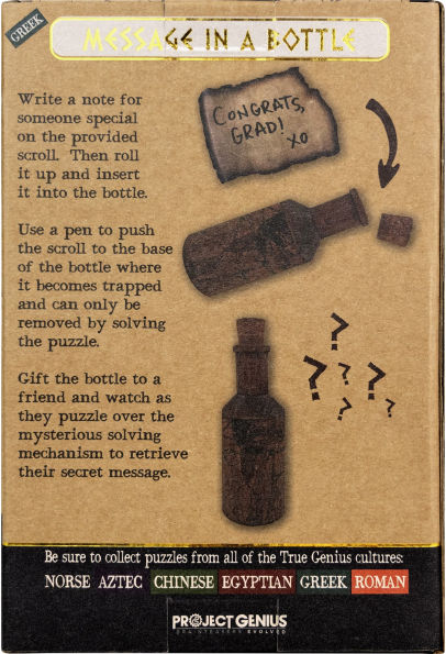 True Genius Message in a Bottle Wooden Brainteaser Puzzle