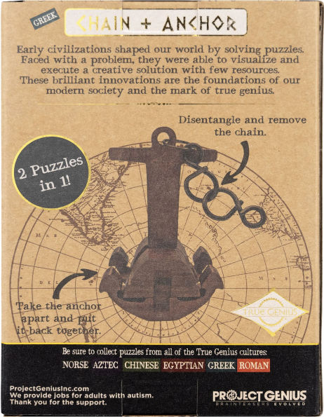 True Genius Chain & Anchor Wooden Brainteaser Puzzle