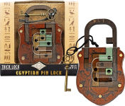 Alternative view 5 of True Genius Metal - Lock & Key Egyptian Pin Lock Brainteaser Puzzle
