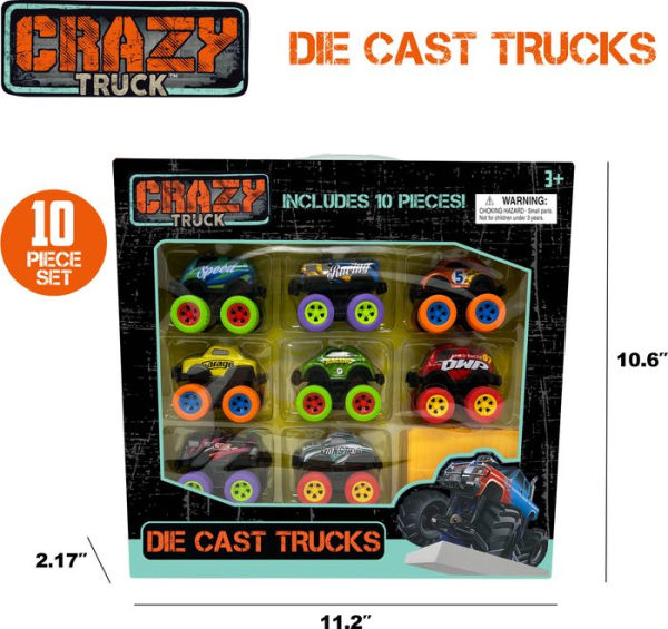 Die Cast Pull Back Trucks 10pc Set