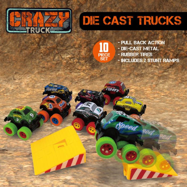 Die Cast Pull Back Trucks 10pc Set