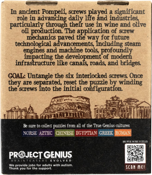 True Genius Metal - Bolts of Pompei Brainteaser Puzzle