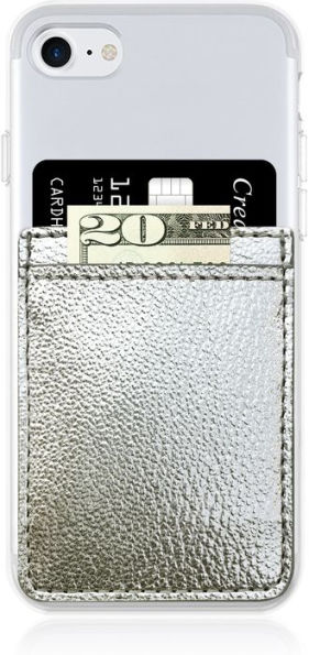 Silver Faux Leather Phone Pocket