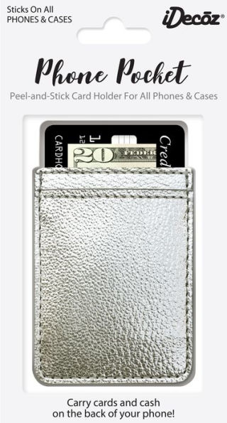 Silver Faux Leather Phone Pocket