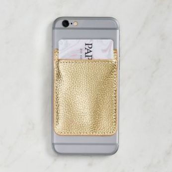 Gold Faux Leather Phone Pocket