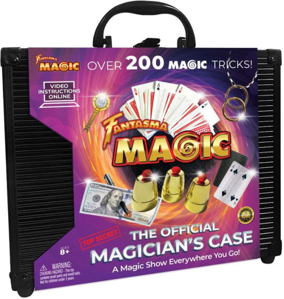 THE OFFICIAL MAGICIANS CASE Includes 200+ Tricks. With Black Carrying Case, Gold Chrome Cups, Ring on String, Pen Thru Bill & More.