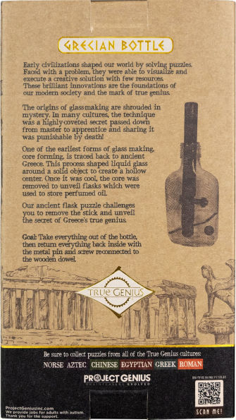 True Genius Grecian Glass Bottle Brainteaser Puzzle