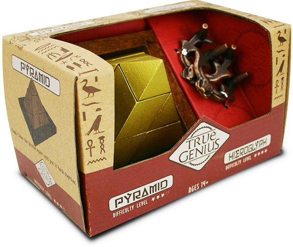 True Genius Pyramid and Hieroglyph Wooden Brainteaser Puzzle