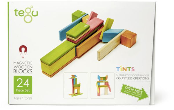 24 Piece Tegu Magnetic Wooden Block Set, Tints