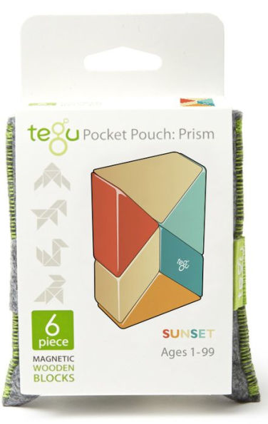 6 Piece Tegu Pocket Pouch Prism Magnetic Wooden Block Set, Sunset