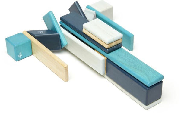 24 PieceTegu Magnetic Wooden Block Set, Blues