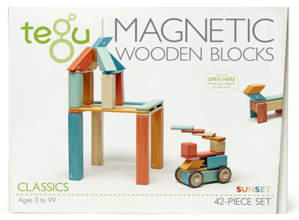 42 Piece Tegu Magnetic Wooden Block Set in Sunset