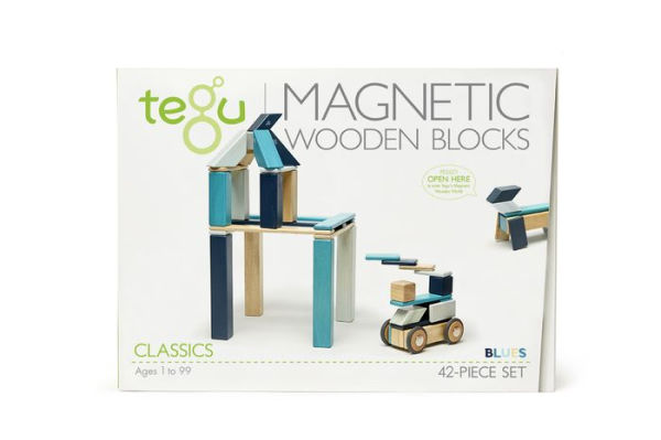 42 Piece Tegu Magnetic Wooden Block Set, Blue